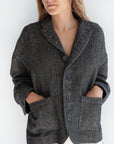 Ichi Antiquites Herringbone Jacket - Black