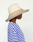 Lola Big Bread Basket Hat Natural/Cobalt