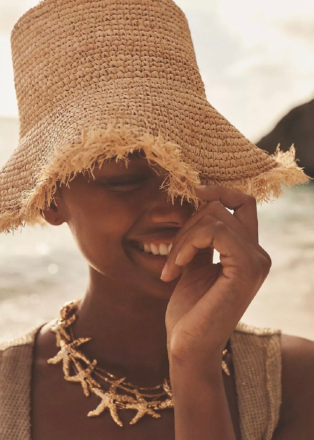Wyeth Lacey Raffia Bucket Hat in Natural Fina Raffia Bucket in Natural main image 3