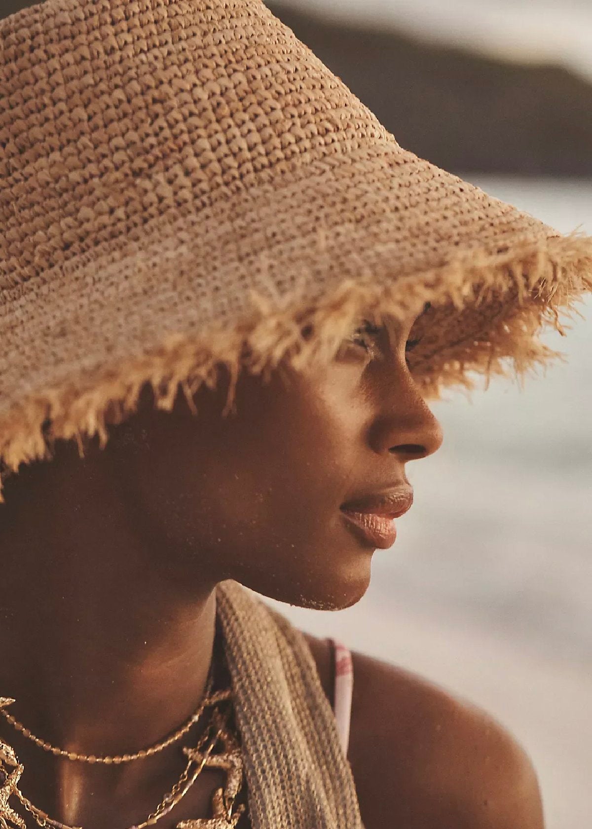Wyeth Straw Striped Packable Bucket Hat Navy Blue Straw Bucket Hat - Packable Sun/Beach Women main image 2