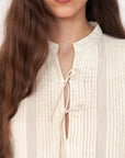 Alma Tiny Checks Top - Natural