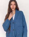 Andean Wool Bomber Cardi, Azul Claro