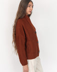 Andean Wool Bomber Cardi, Castaña