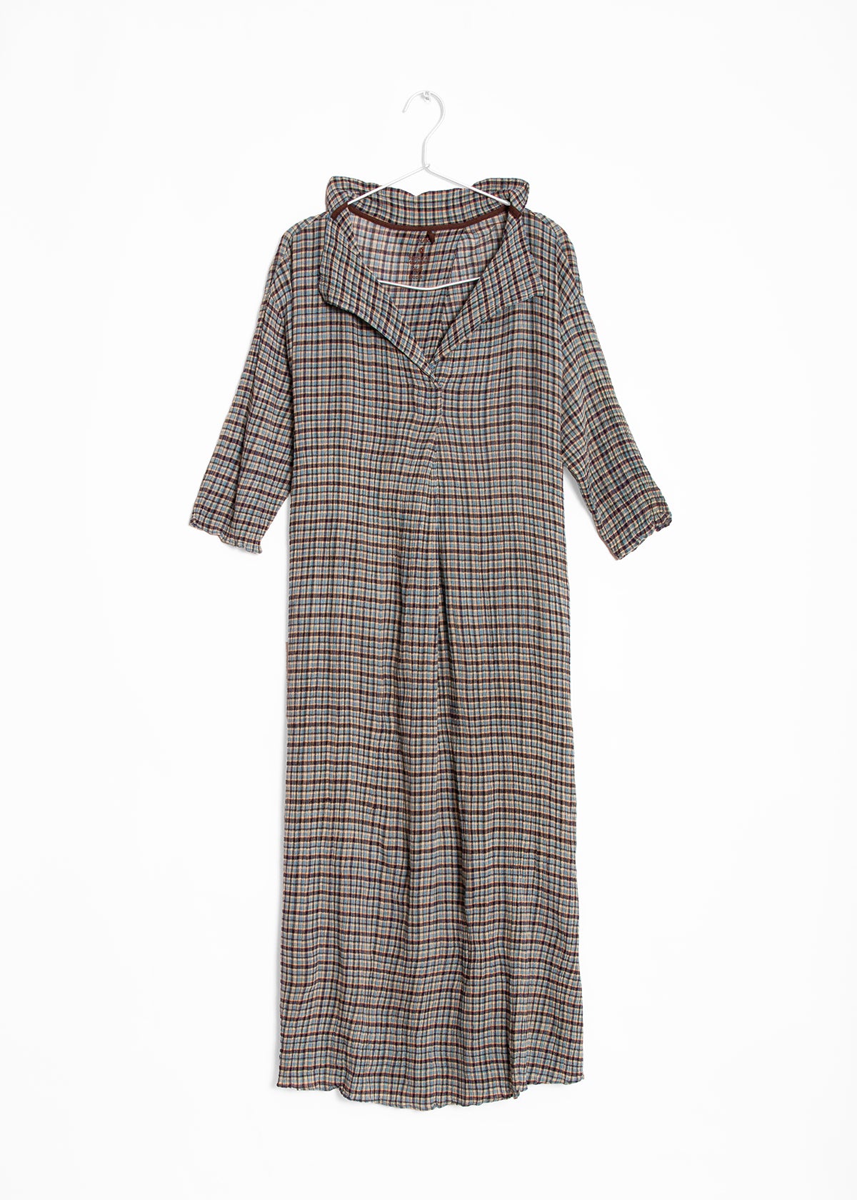 brown gingham dress uniqlo Women's Light Cotton Sleeveless Dress (Checked)