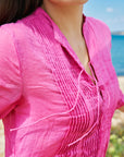 Aditi Cotton Gauze Dress - Fuchsia
