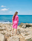 Aditi Cotton Gauze Dress - Fuchsia