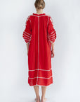 Sirena Dress Long Sleeves - Natural on Red
