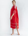 Sirena Dress Long Sleeves - Natural on Red