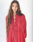 Aditi Tiny Checks Dress - Red