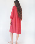 Aditi Tiny Checks Dress - Red