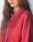 Aditi Tiny Checks Dress - Red