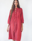 Aditi Tiny Checks Dress - Red