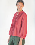 Alma Tiny Checks Top - Red