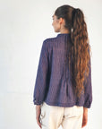 Alma Ticking Stripe Top - Blue/Maroon