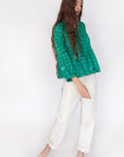 Alma Check Jamdani Top - Mint