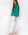 Alma Check Jamdani Top - Mint