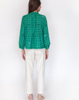 Alma Check Jamdani Top - Mint