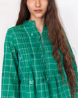 Alma Check Jamdani Top - Mint