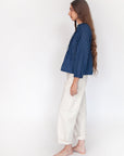Alma Double Stripe Top - Natural Indigo