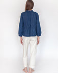 Alma Double Stripe Top - Natural Indigo