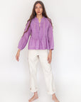 Alma Check Jamdani Top - Violetta