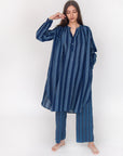 Bheeti Large Stripe Dress - Natural Indigo