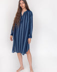 Bheeti Large Stripe Dress - Natural Indigo