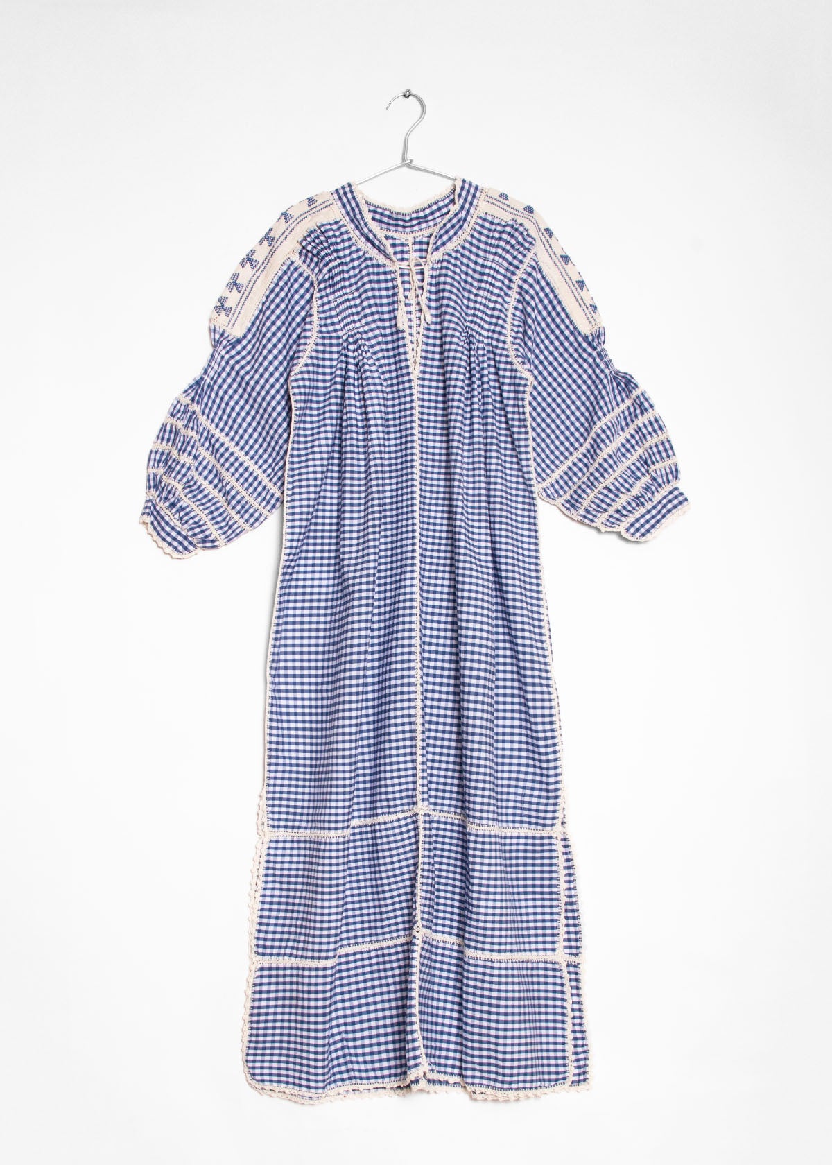 designer gingham dress Soleil Long Sleeve Dress in Plum Gingham