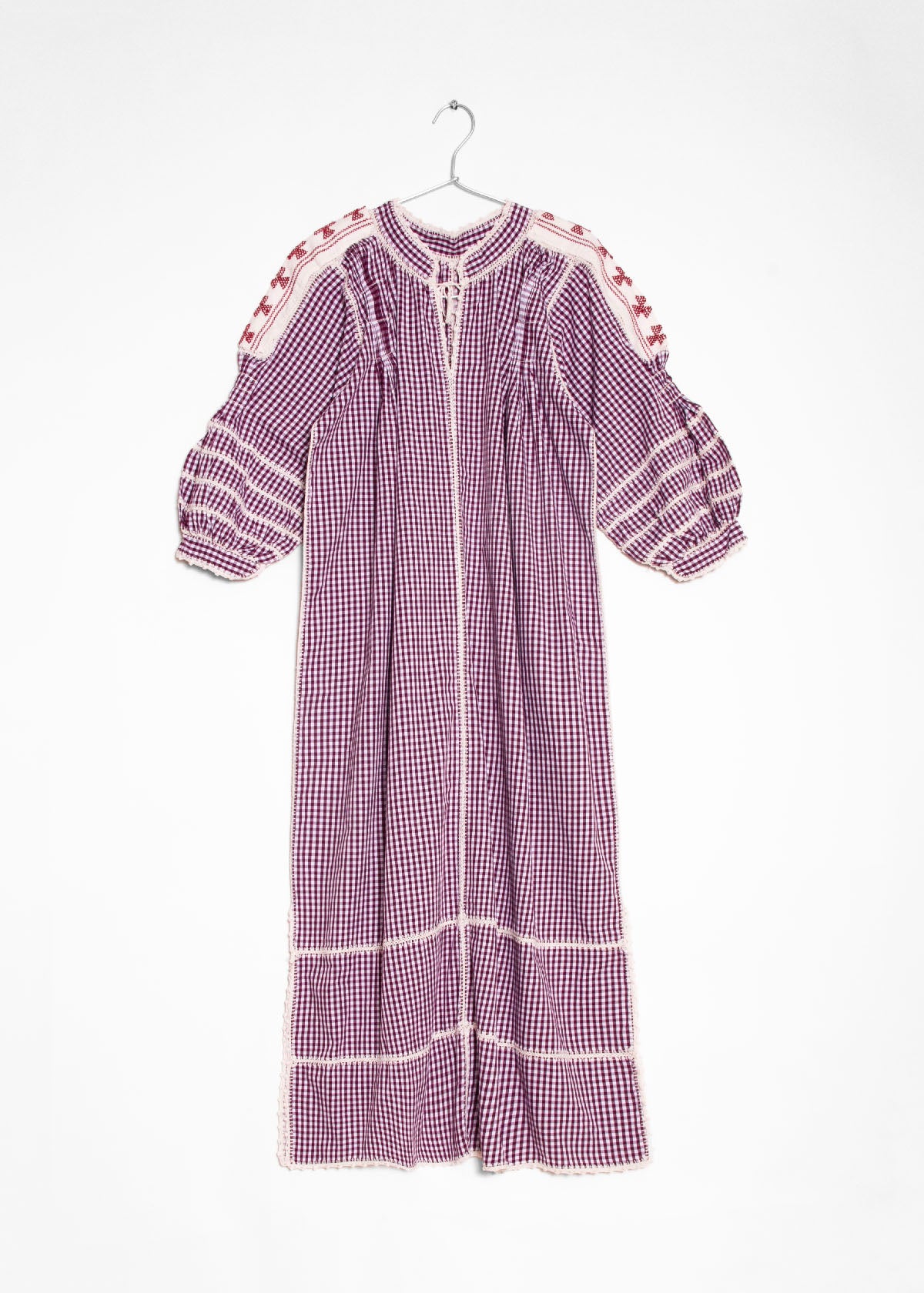 burgundy gingham dress Sirena Long Sleeves core touch thats perfect What Nail Designs to SN:HN6862D item size:L