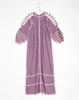 Sirena Dress Long Sleeves Gingham - Burgundy