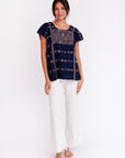 Amuzgo Top Natural Indigo
