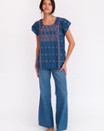 Amuzgo Top Natural Indigo