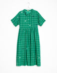Dora Check Jamdani Dress - Mint