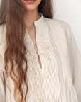 Aditi Tiny Checks Dress  - Natural