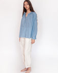 Bheeti Tie Dye Checks Top - Lake