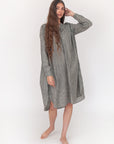 Bheeti Tie Dye Checks Dress - Cement