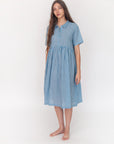 Dora Tie Dye Checks Dress - Lake