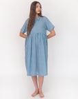 Dora Tie Dye Checks Dress - Lake