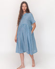 Dora Tie Dye Checks Dress - Lake