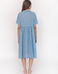 Dora Tie Dye Checks Dress - Lake