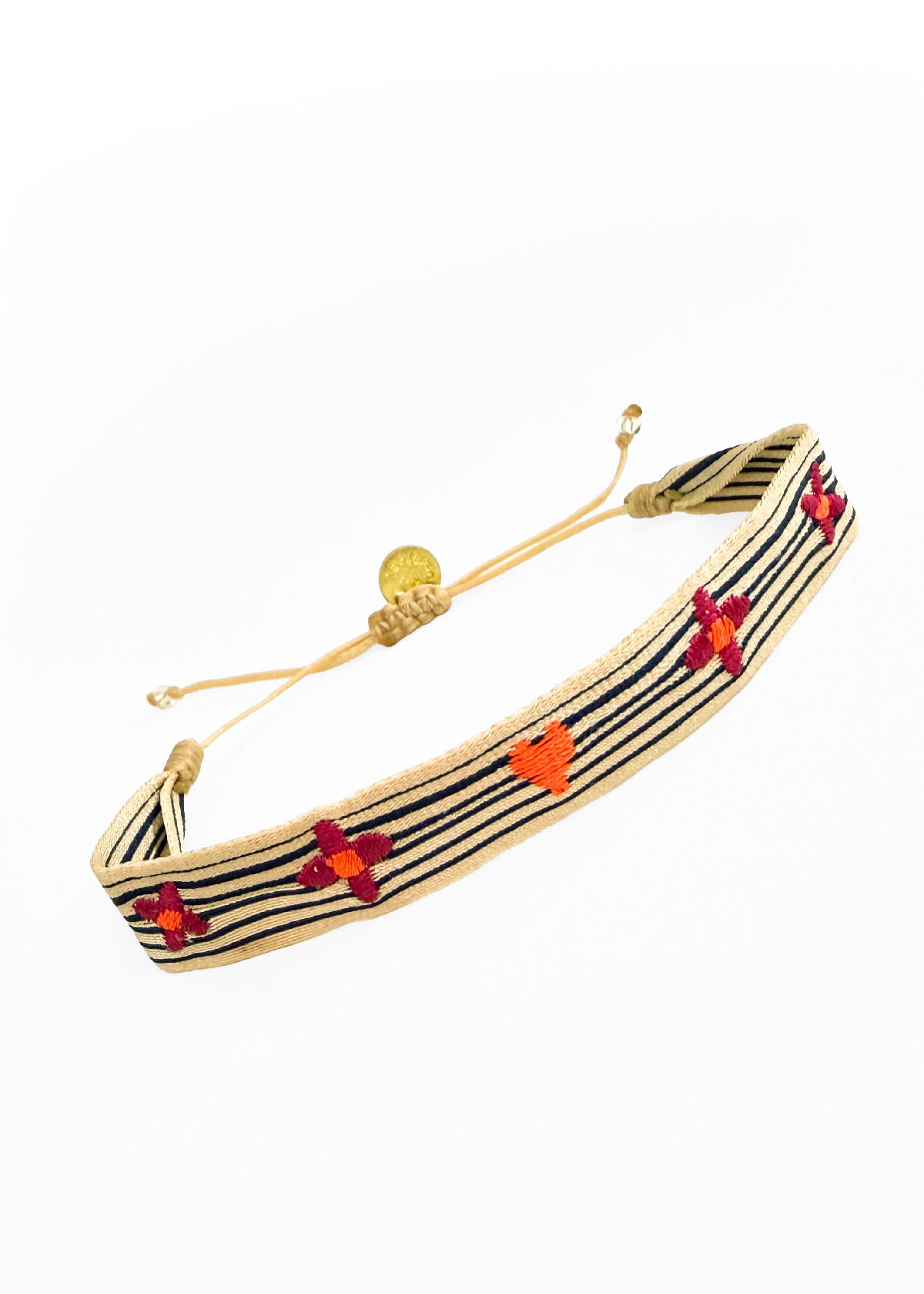 Guanabana Argantina Embroidered Bracelet - Beige/Navy