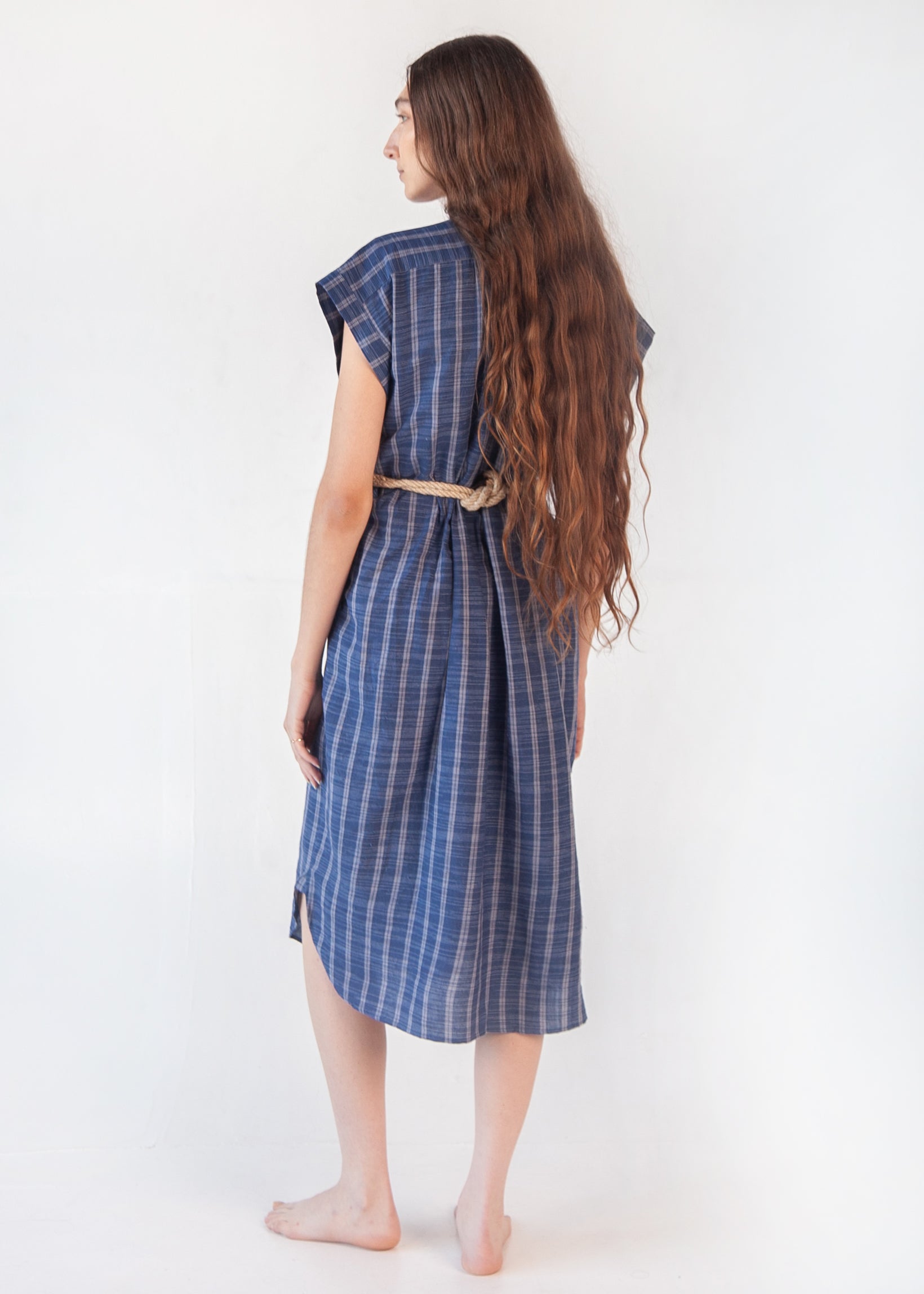 Maia Multi Pin Stripe Dress - Natural Indigo