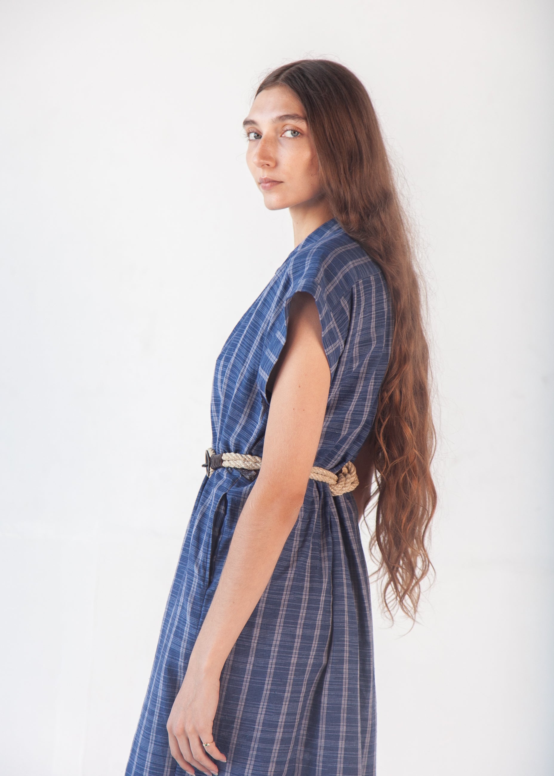Maia Multi Pin Stripe Dress - Natural Indigo