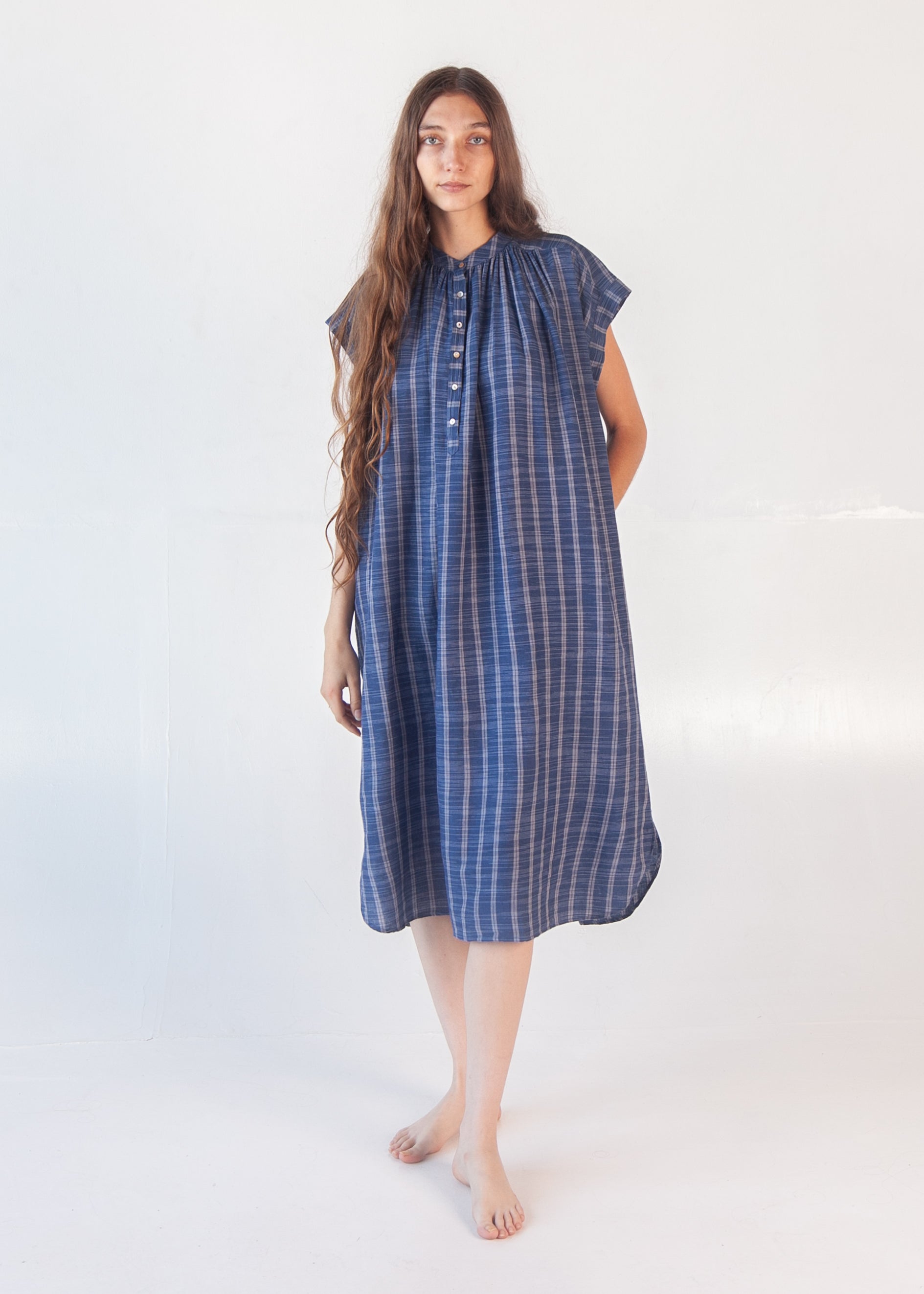 Maia Multi Pin Stripe Dress - Natural Indigo