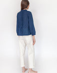 Alma Double Stripe Top  - Natural Indigo
