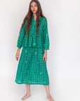 Araminta Check Jamdani Skirt - Mint