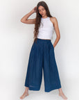 Danae Double Stripe Skirt Pant - Natural Indigo