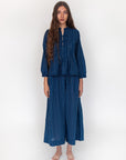 Danae Double Stripe Skirt Pant - Natural Indigo