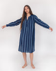 Bheeti Large Stripe Dress - Natural Indigo