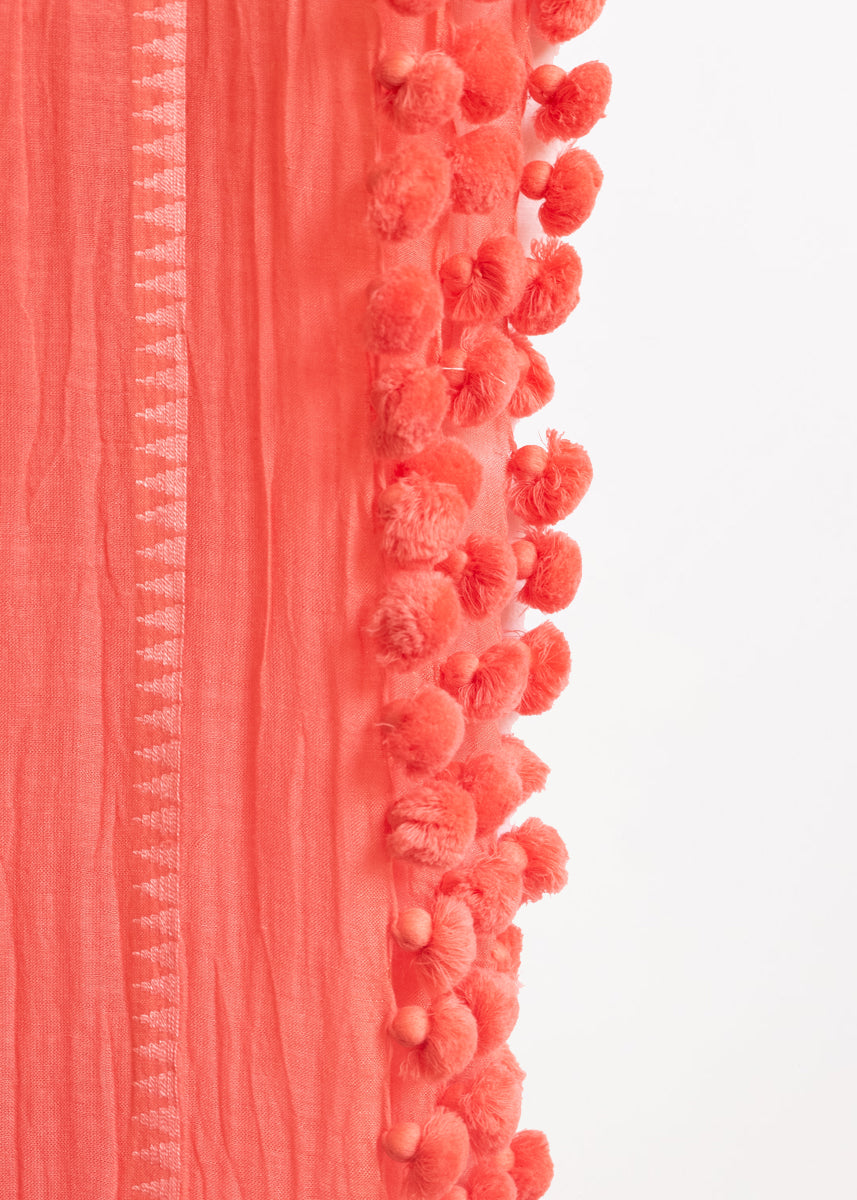 Dupatta Plain Shawl, Coral